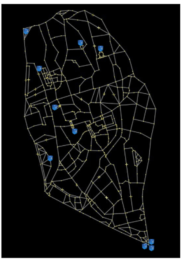 Simplified Treasure Map With Blue Safes for Treasure